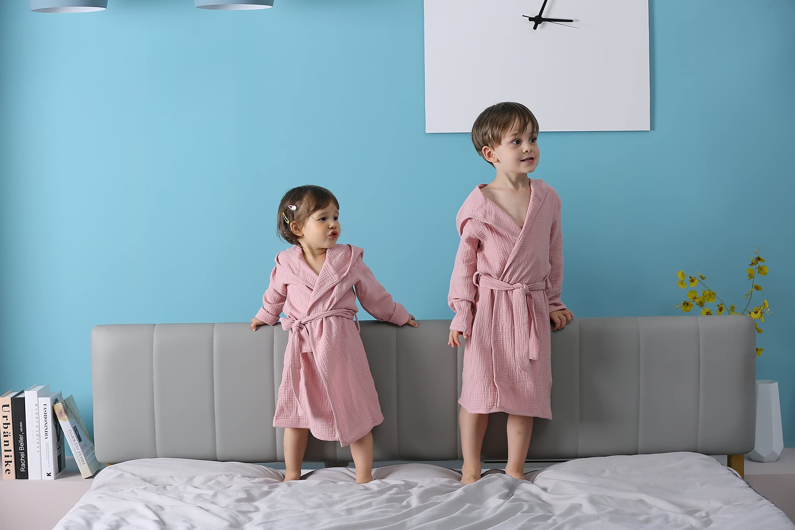 TADO MUSLIN child wearing bathrobe after bath for comfort.