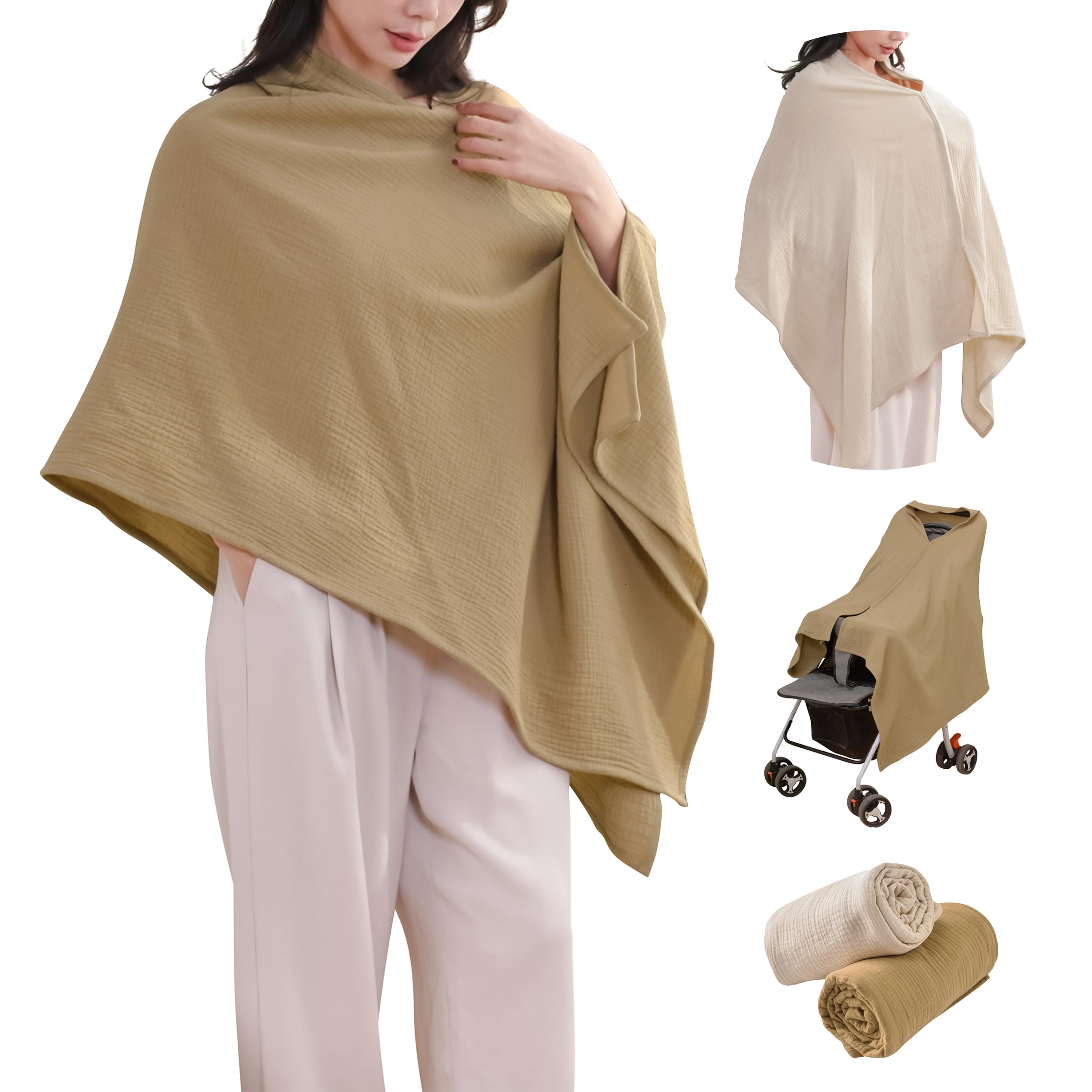 Tado Muslin nursing cover front view with breathable privacy for on-the-go feeding.