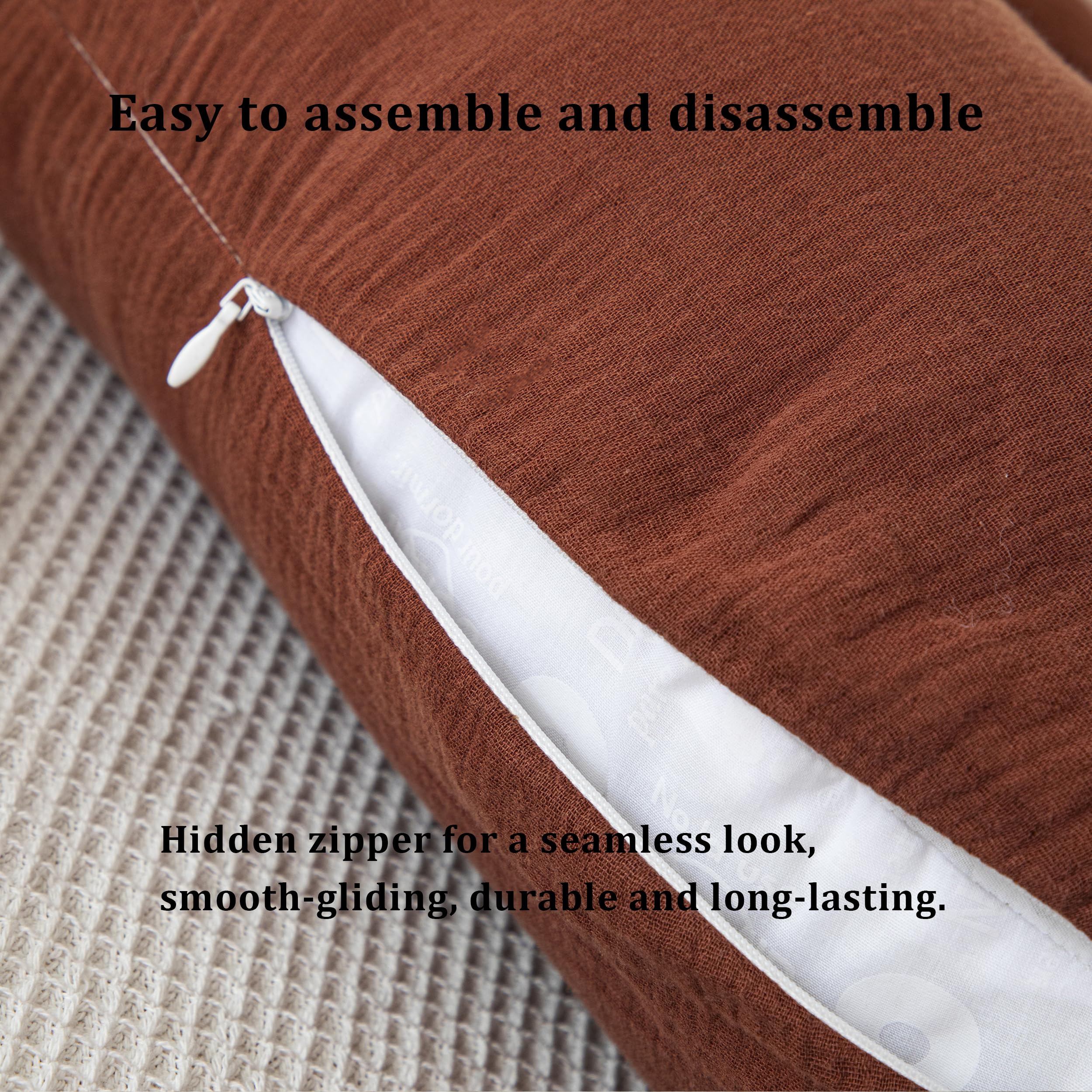 TADO MUSLIN nursing pillow cover Sunny Sky pattern adds cheerful touch.