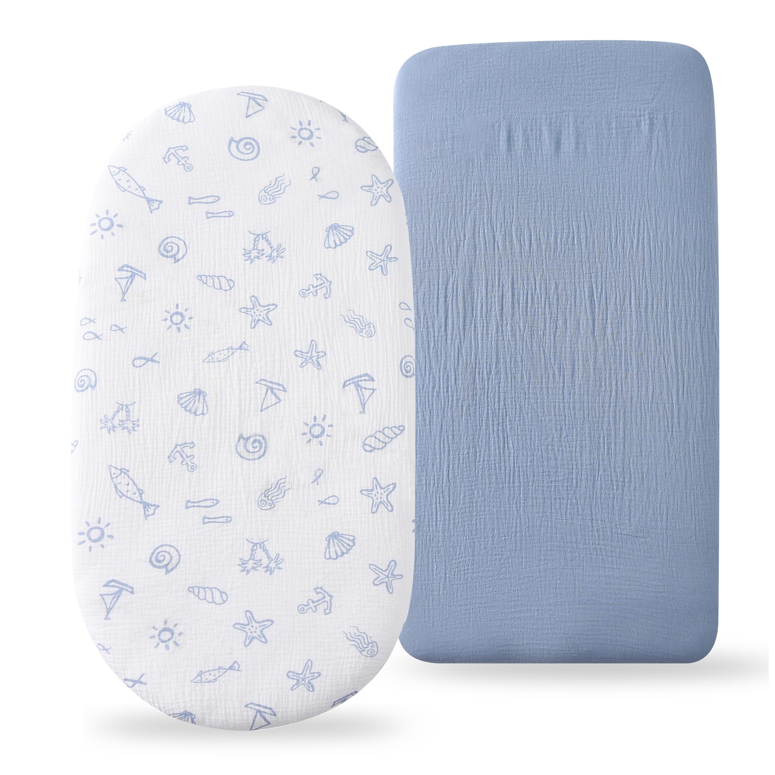 TADO MUSLIN organic cotton bassinet sheet, ultra-soft and breathable for newborn comfort.