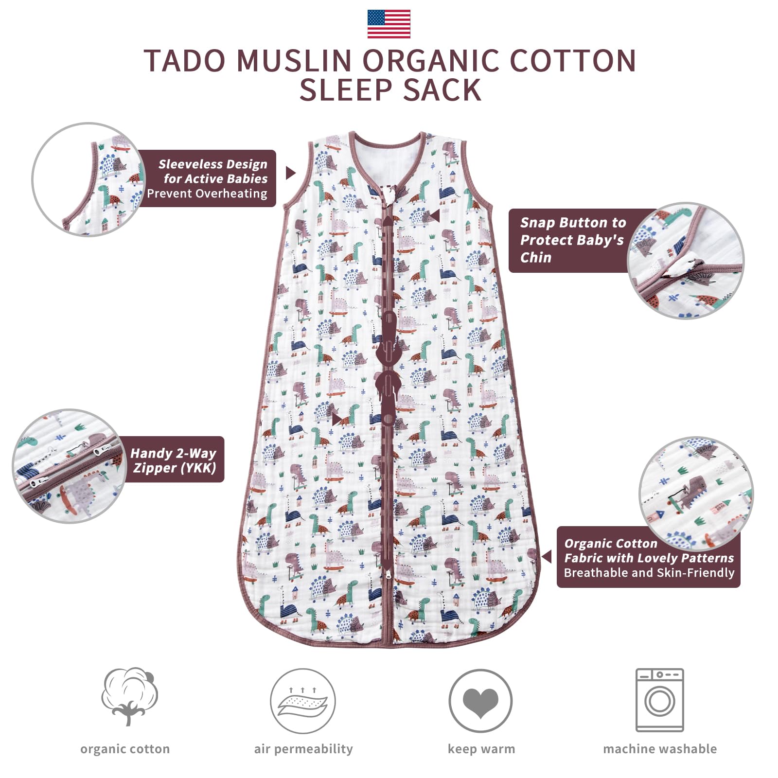 TADO MUSLIN organic cotton fabric close-up highlights natural softness.
