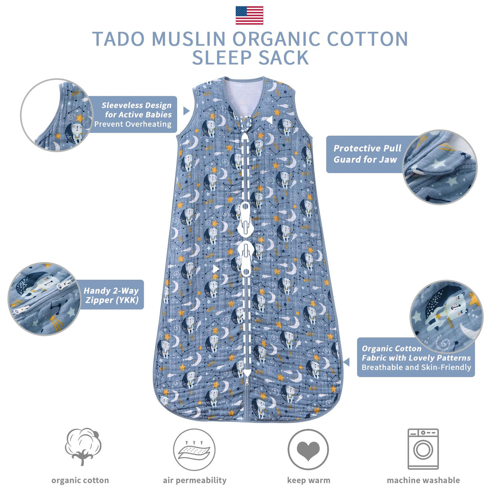 TADO MUSLIN organic cotton four-layer muslin creates gentle, breathable year-round comfort.