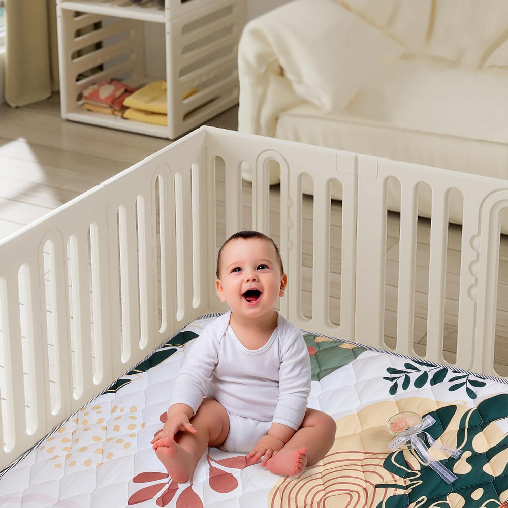 TADO MUSLIN whale print play mat with non-slip backing for safe floor play.