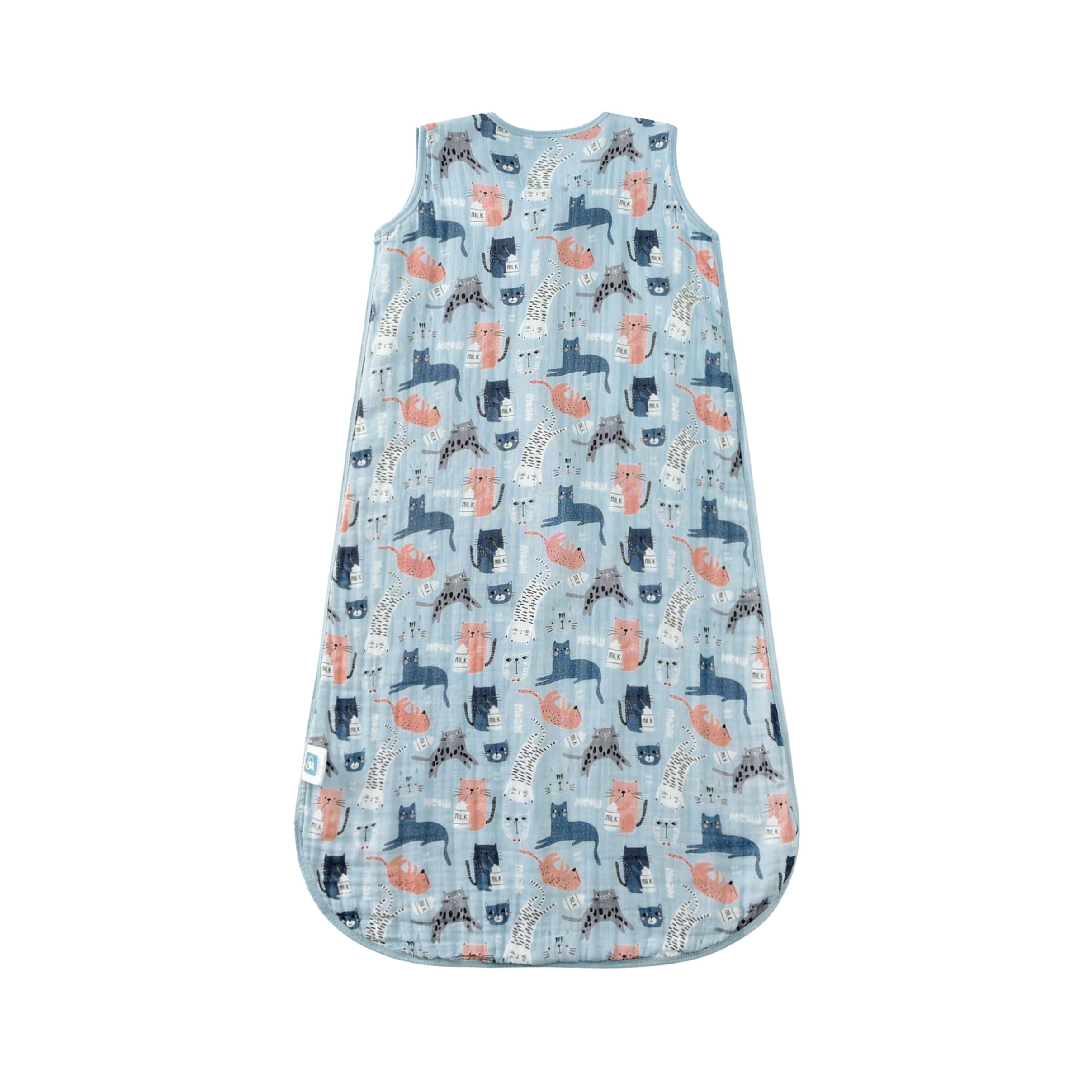 TADO MUSLIN size chart image shows S-M-L-XL toddler sleep sack range.
