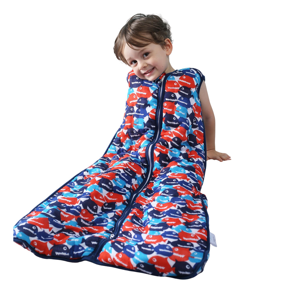 TADO MUSLIN Sleep Sack 2-4T front view; breathable four-layer gauze for gentle warmth