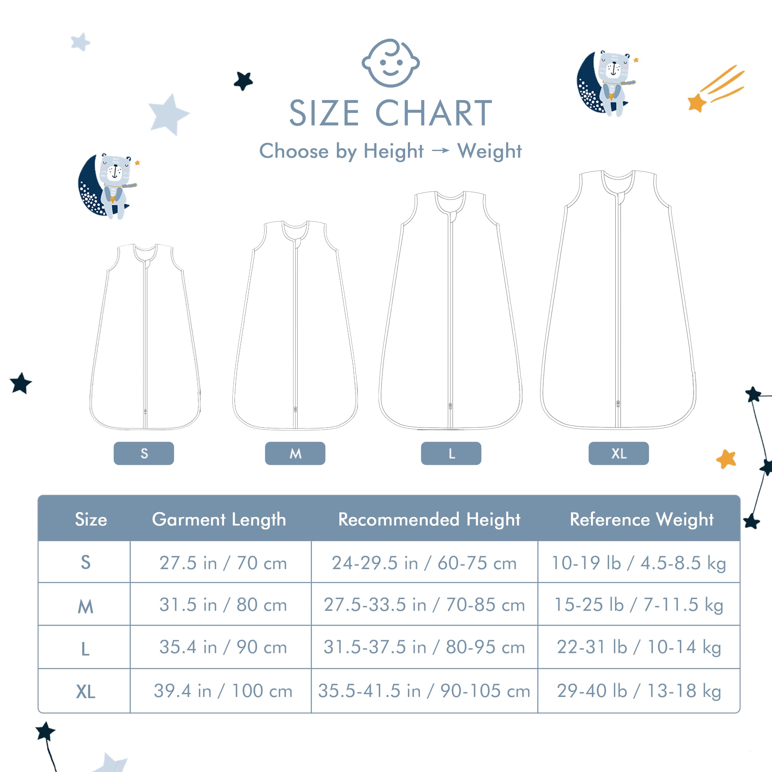 TADO MUSLIN sleep sack with 2-way zipper for easy dressing.