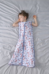 TADO MUSLIN sleep sack with 2‑way zipper demonstrates easy dressing and diaper changes.