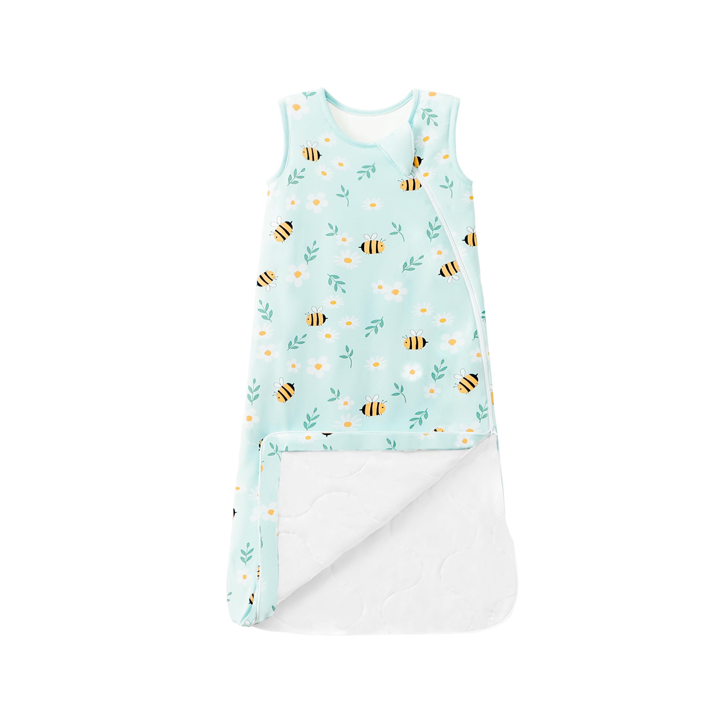 TADO MUSLIN sleep sack with bee design keeps baby comfortable with breathable fabric.