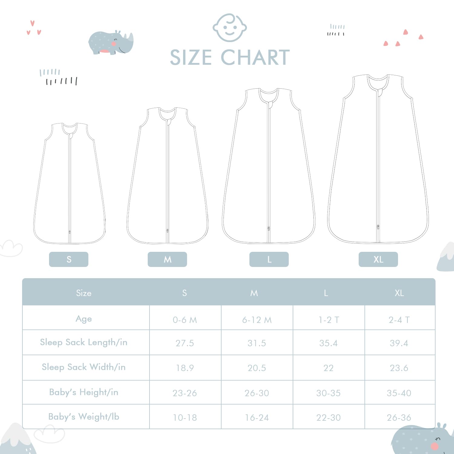 TADO MUSLIN sleep sack with roomy bottom for comfortable leg movement.