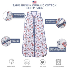 TADO MUSLIN Sleep Sack sleeveless design reduces overheating while staying cozy.