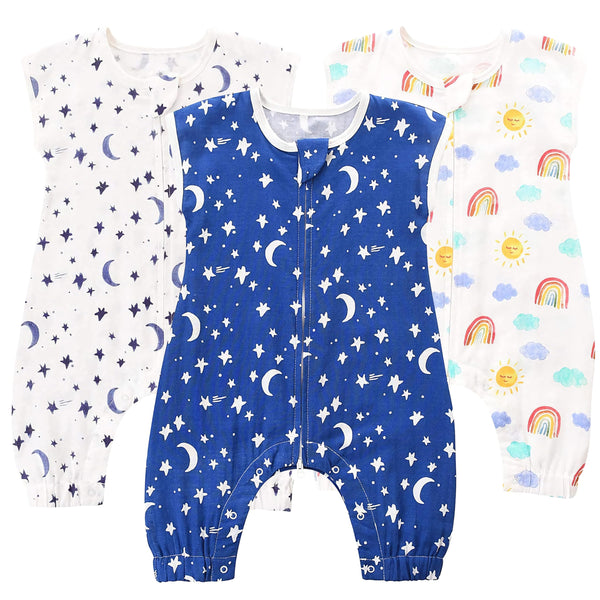 TADO MUSLIN split-leg sleep sack flatlay for active toddlers.