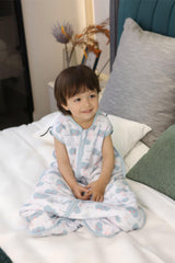 TADO MUSLIN sleep sack with dual zippers for easy diaper changes.