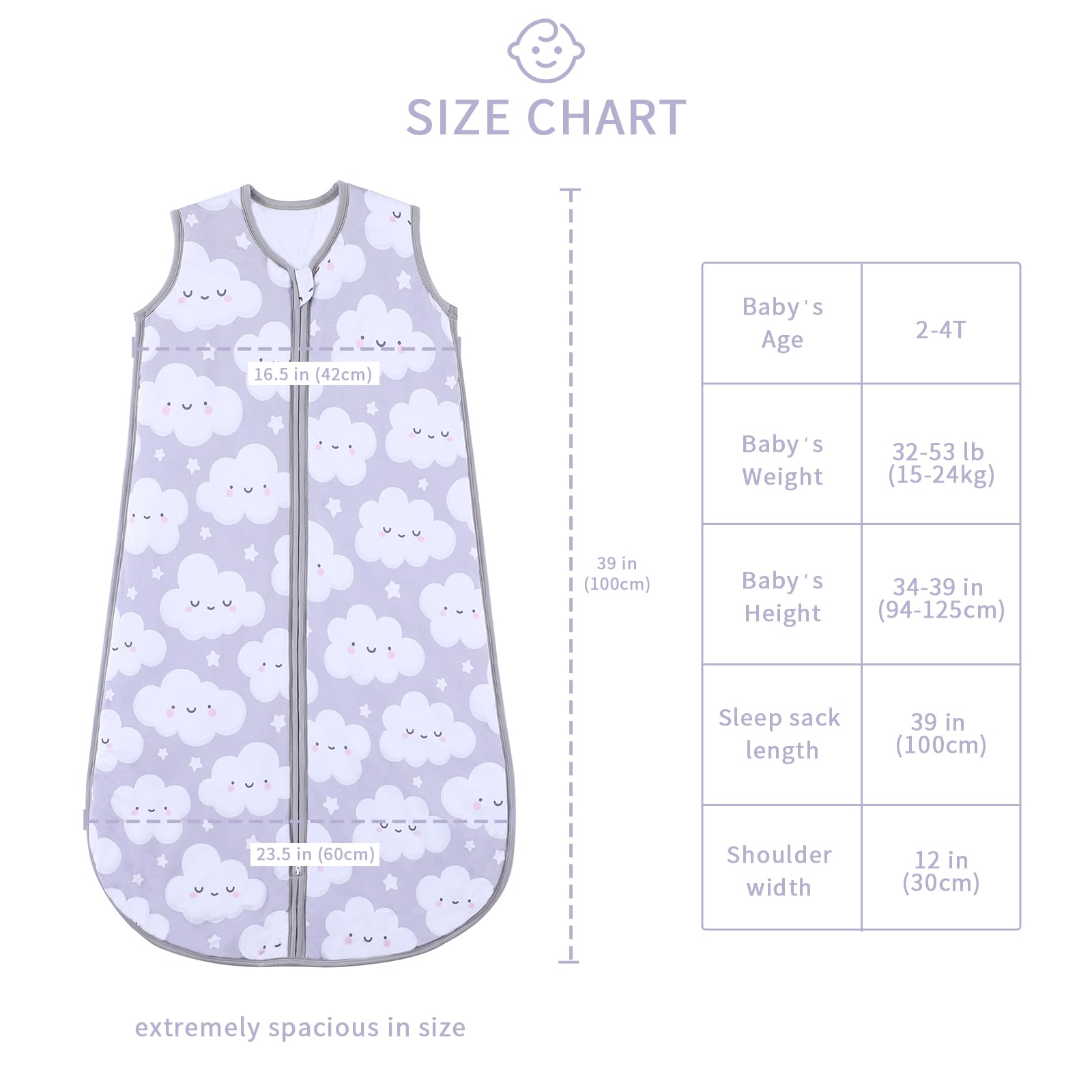 TADO MUSLIN sleep sack zipper guard protects skin from zipper irritation.