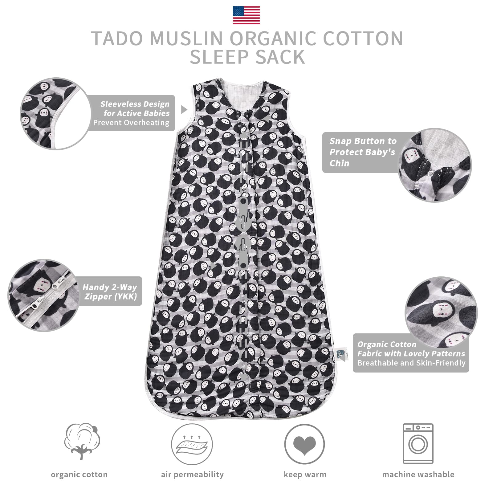 TADO MUSLIN sleeveless design worn by a toddler for natural movement