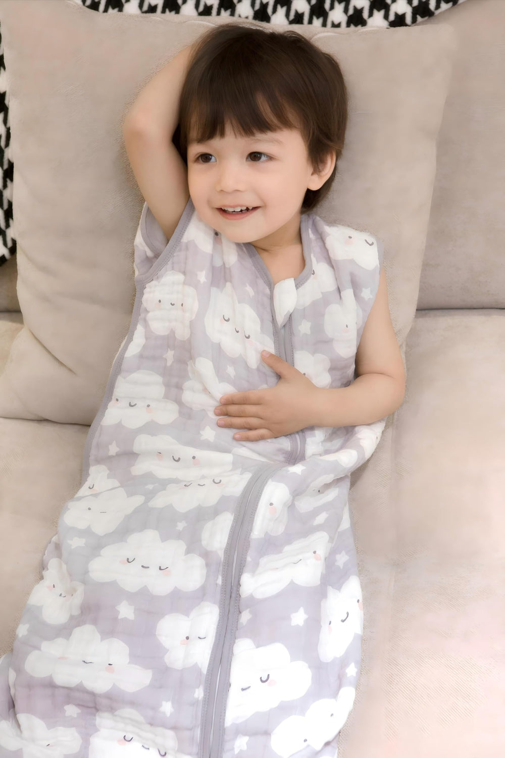 YKK two-way zipper aids overnight diaper changes.