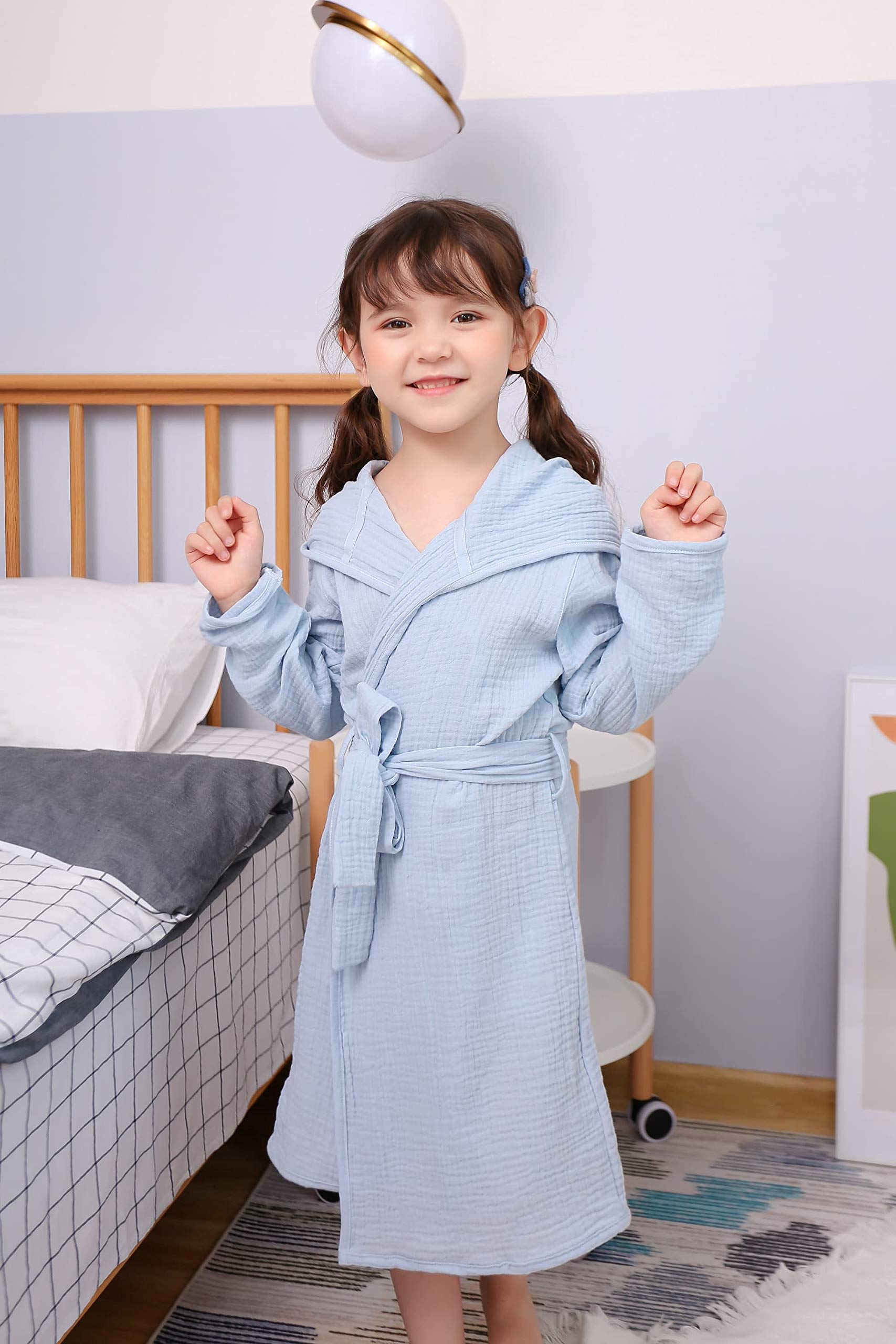 TADO MUSLIN toddler bathrobe fits 2-4T to 6-8T for growing kids