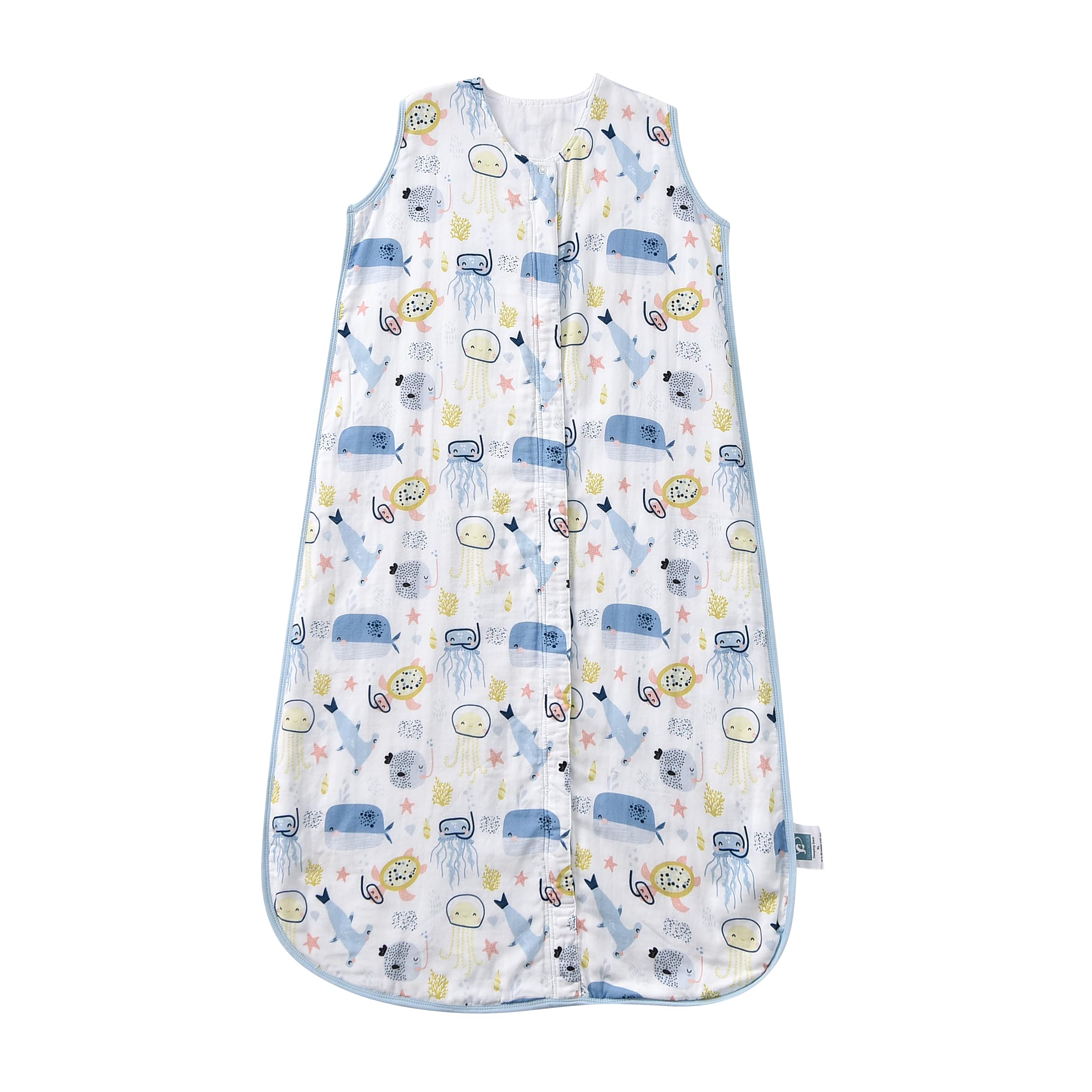 Tado Muslin Toddler Sleep Sack fabric closeup showing breathable four layer muslin for comfort.