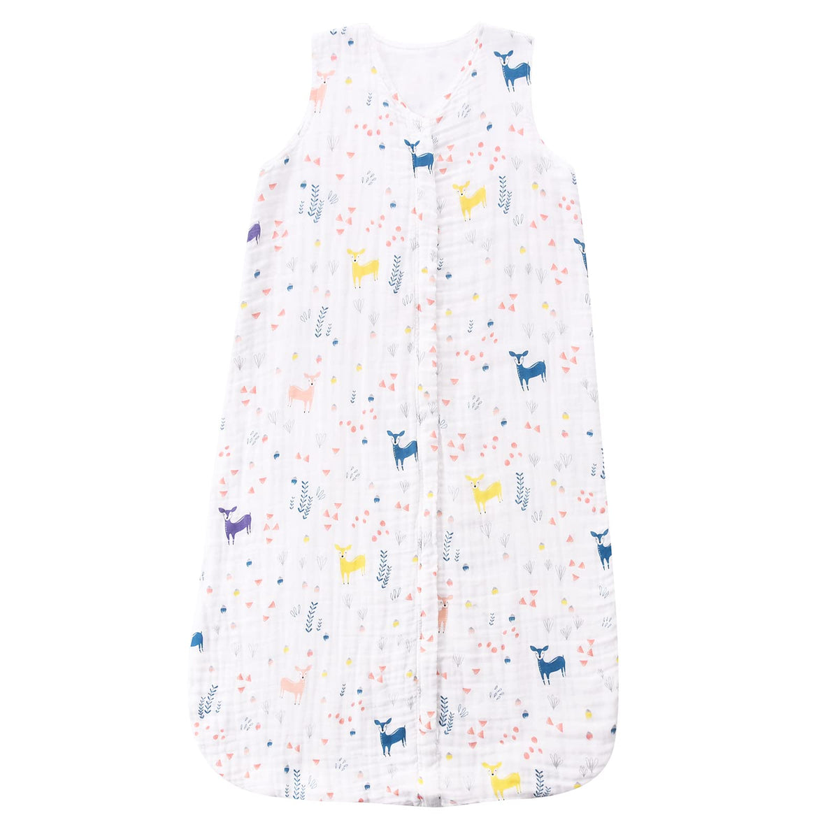TADO MUSLIN sleep sack front view with deer print for growing toddlers