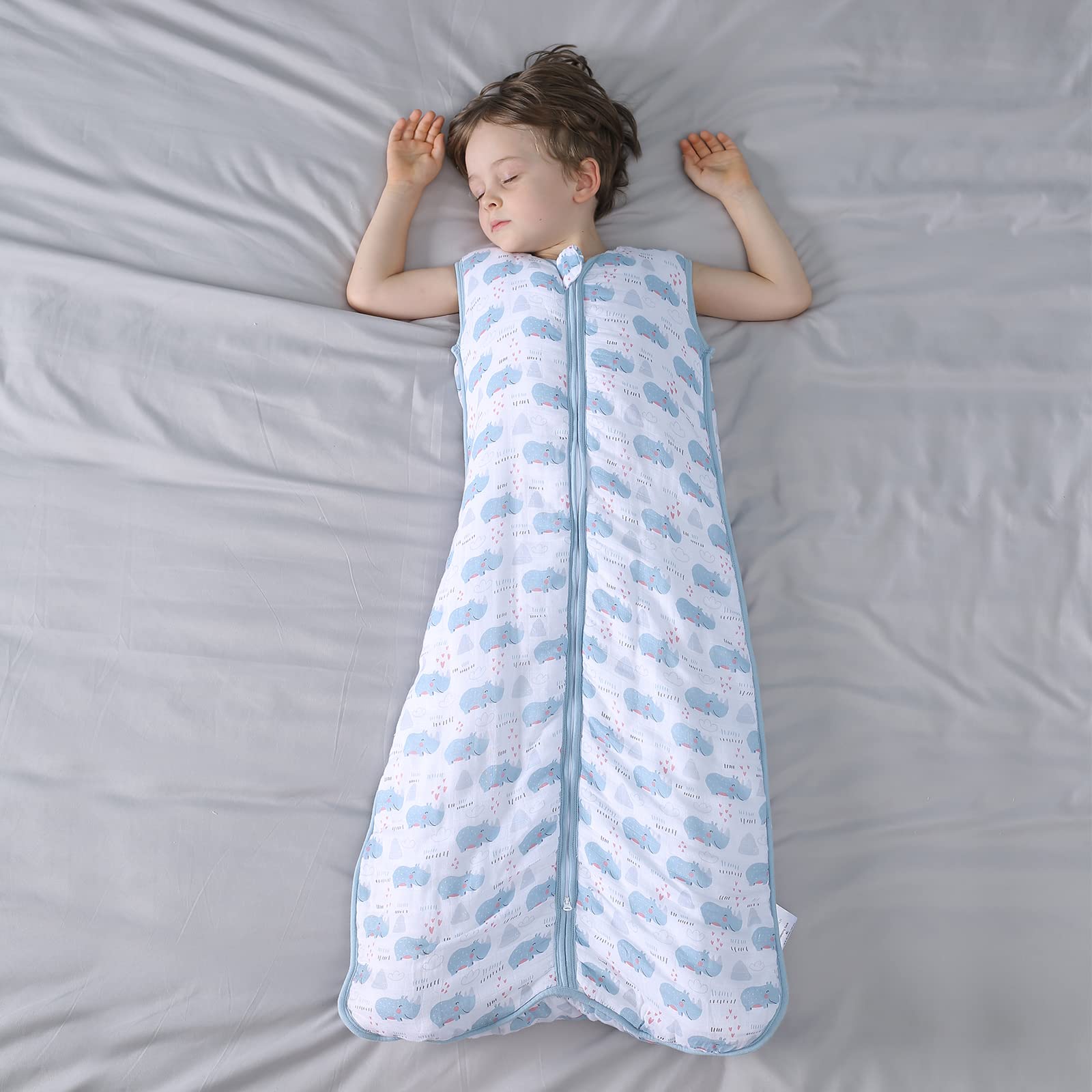 TADO MUSLIN Rhino pattern side view sleep sack for toddlers