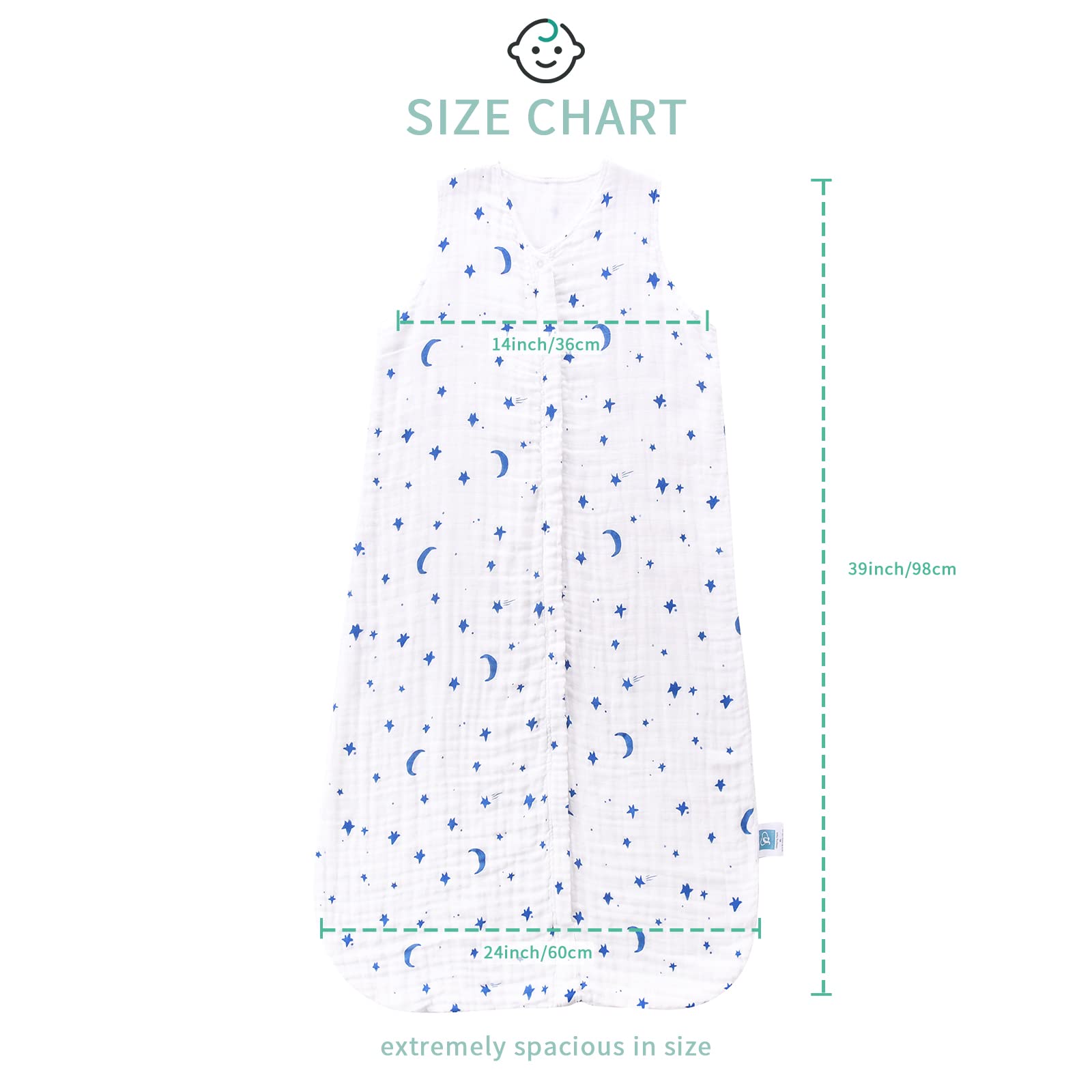 TADO MUSLIN 2-4T size silhouette highlighting roomy fit for growing legs