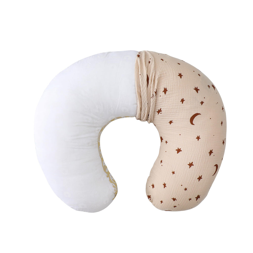 TADO MUSLIN two-pack nursing pillow covers with complementary patterns.
