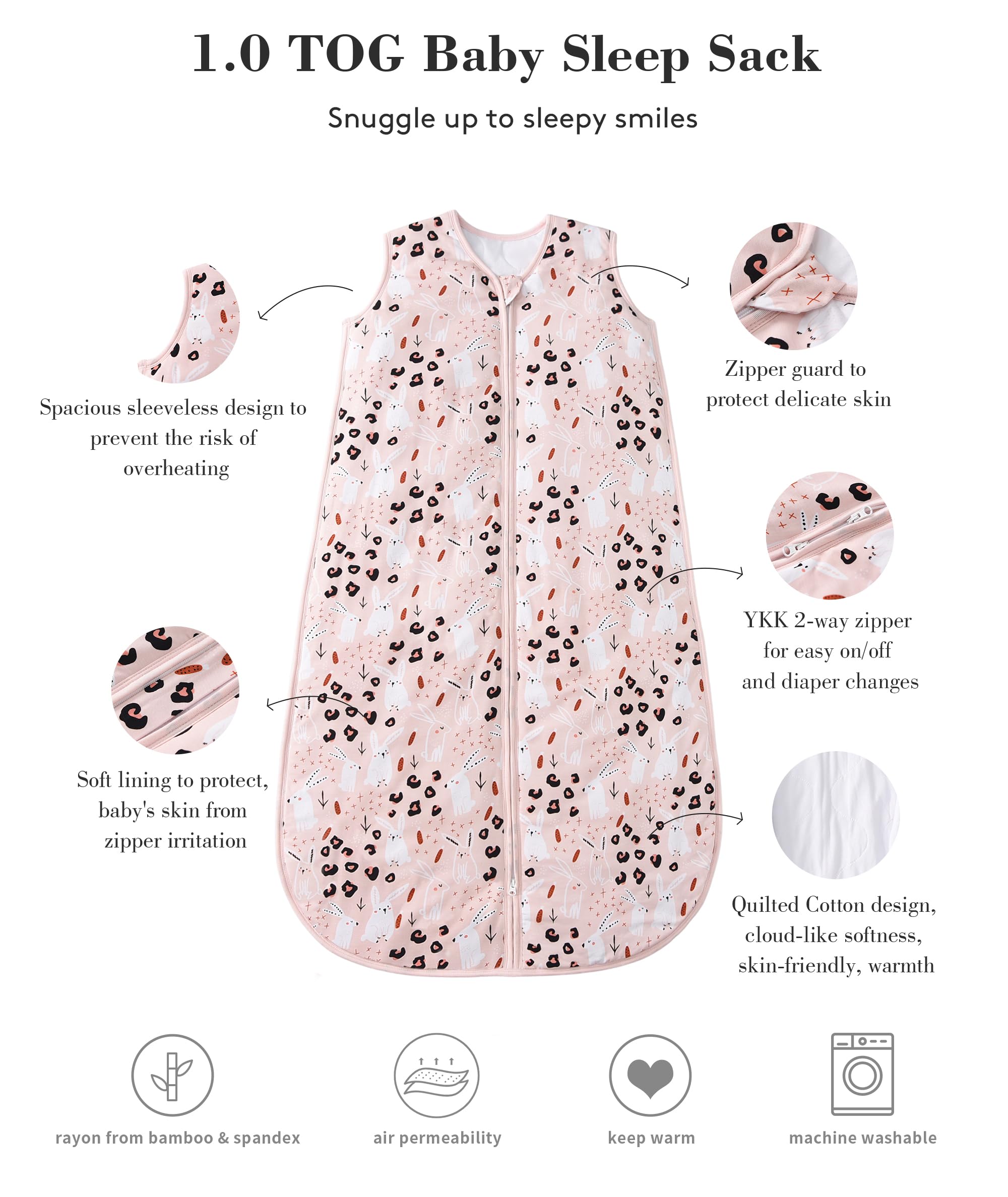 TADO MUSLIN sleep sack with two-way zipper for easy nightly changes