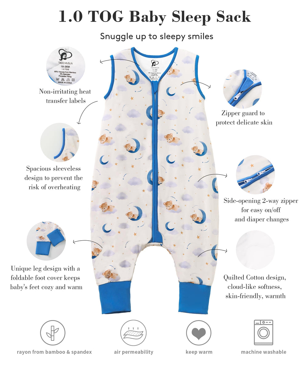 TADO MUSLIN two-way zipper eases night diaper changes
