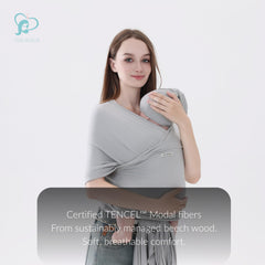 TADO MUSLIN ergonomic M-position support for comfortable carry.