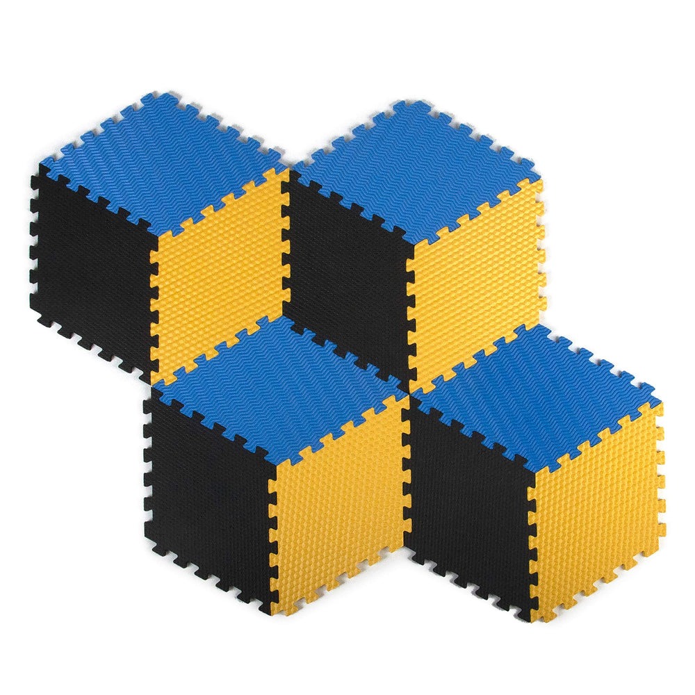 Tadpoles blue rhombus mat adds a calming, kid-friendly touch.