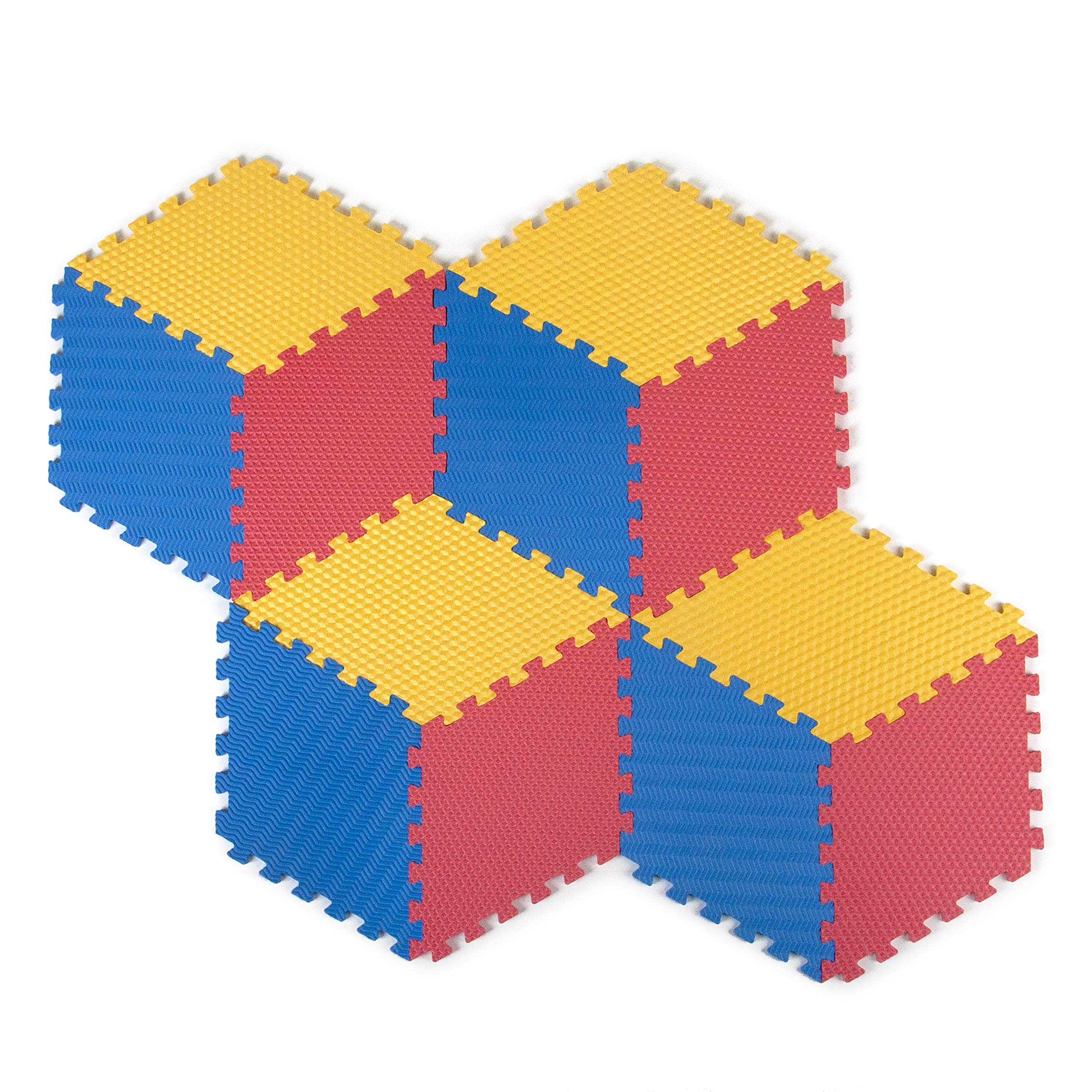 Tadpoles interlocking mats stay flat during busy playtime.