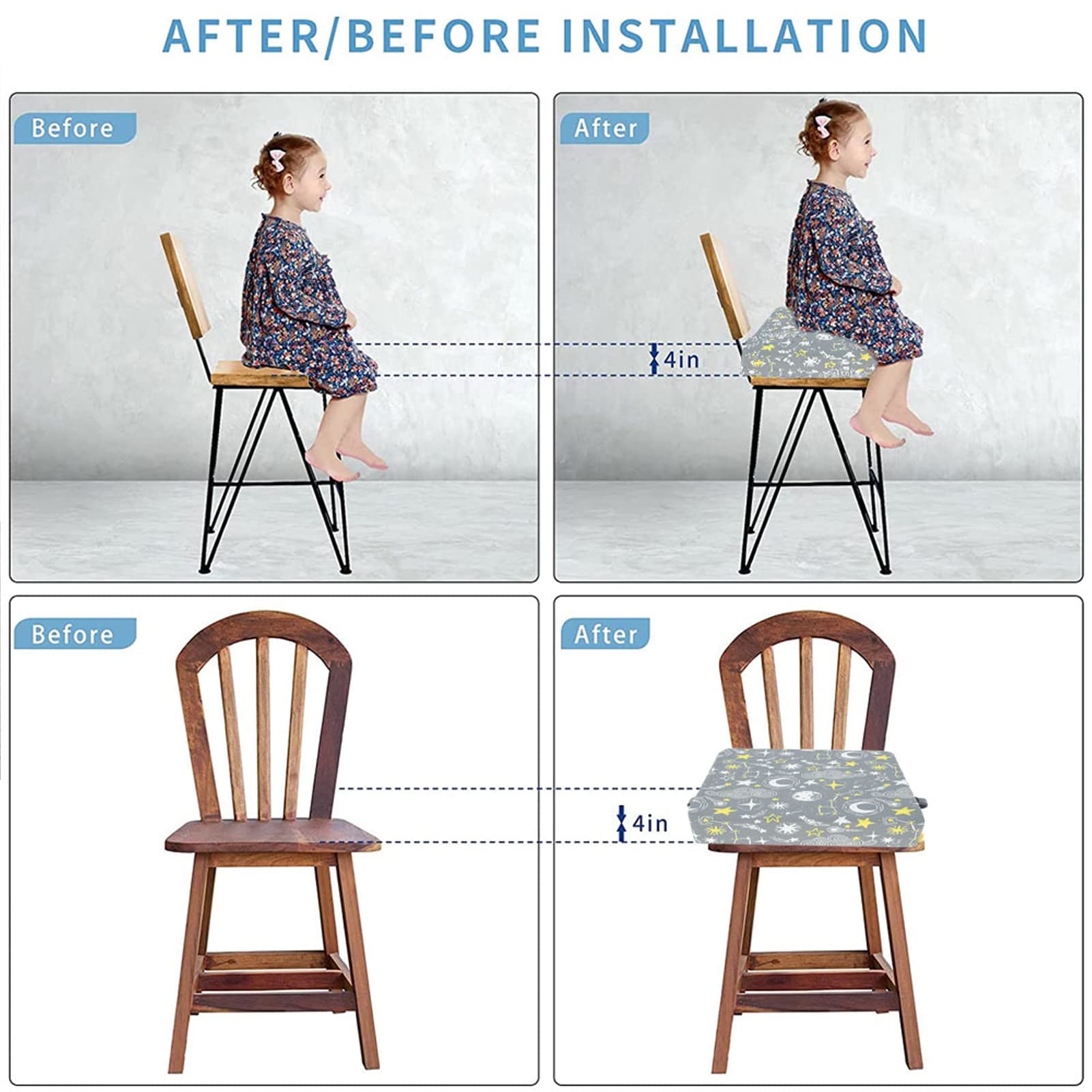 Taeku booster seat measures 13.4 by 13.4 inches for compact kids’ seating.