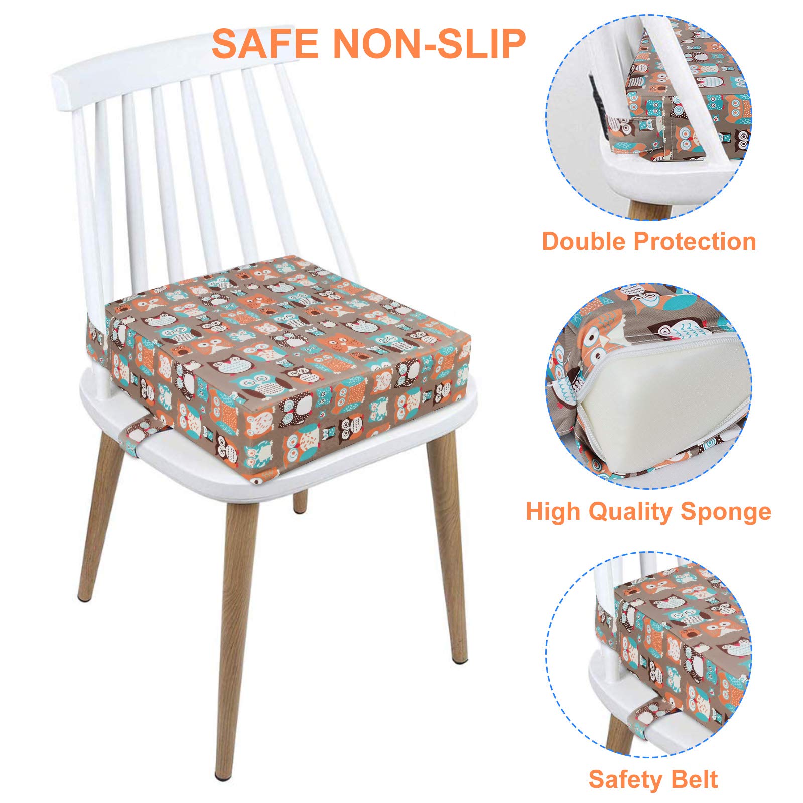 Taeku booster seat cushion shows waterproof fabric and durable surface for daily use