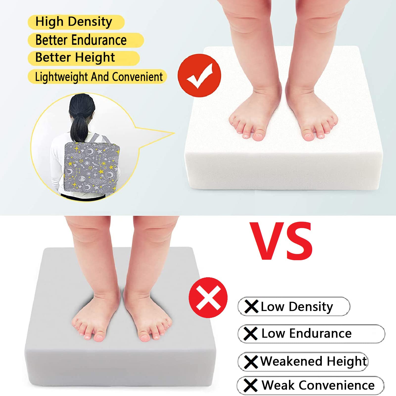 Taeku booster seat waterproof fabric resists dirt and odors during meals.