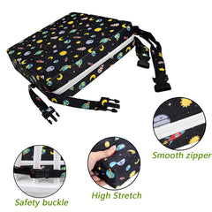 Close view of waterproof fabric and durable cushion of the Taeku booster seat.
