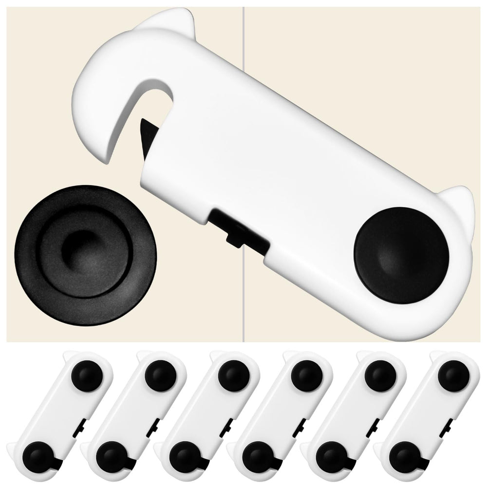 Taeku cabinet safety locks front view showing six-pack protection for curious kids