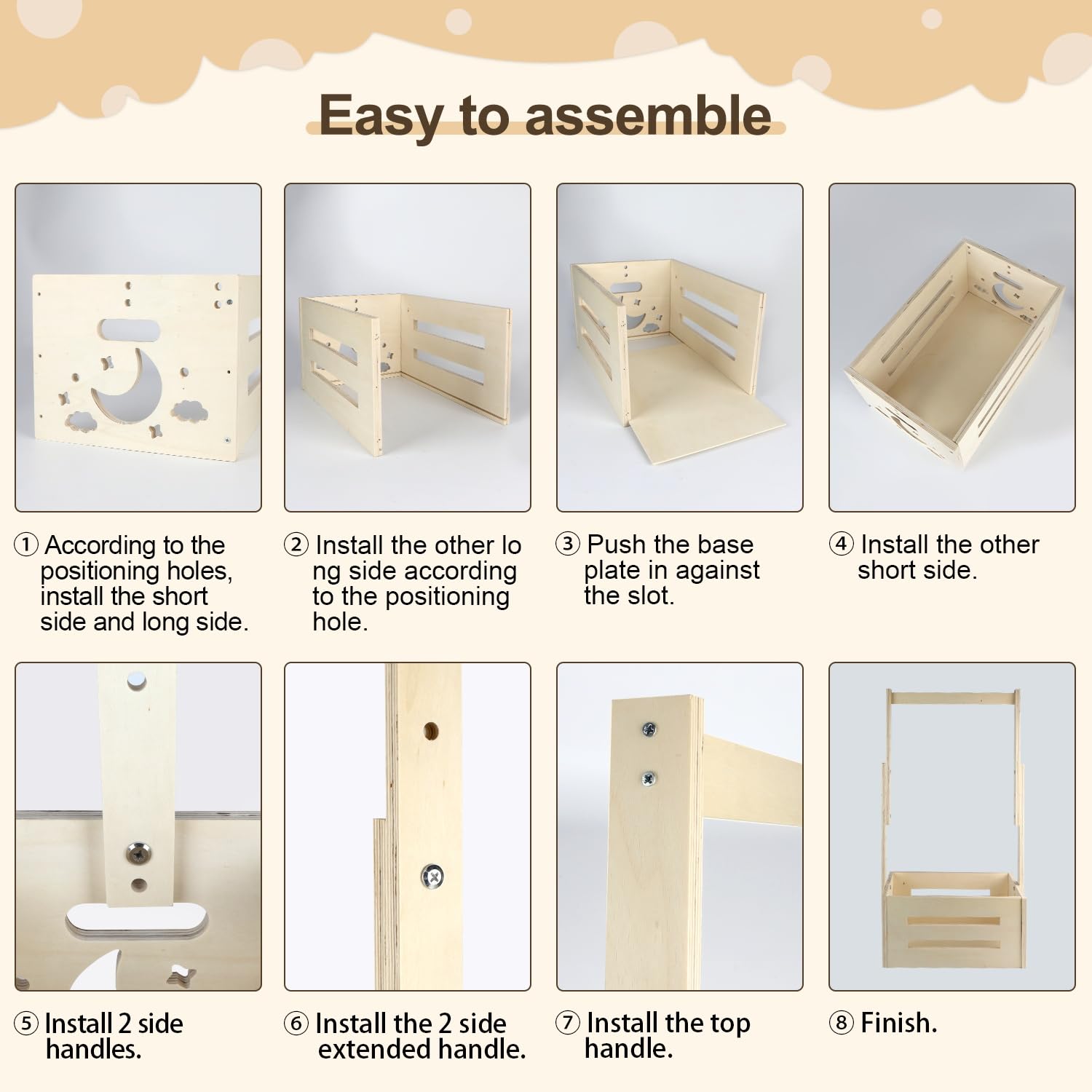 TAEYONK wooden baby shower crate closet ready for quick assembly.