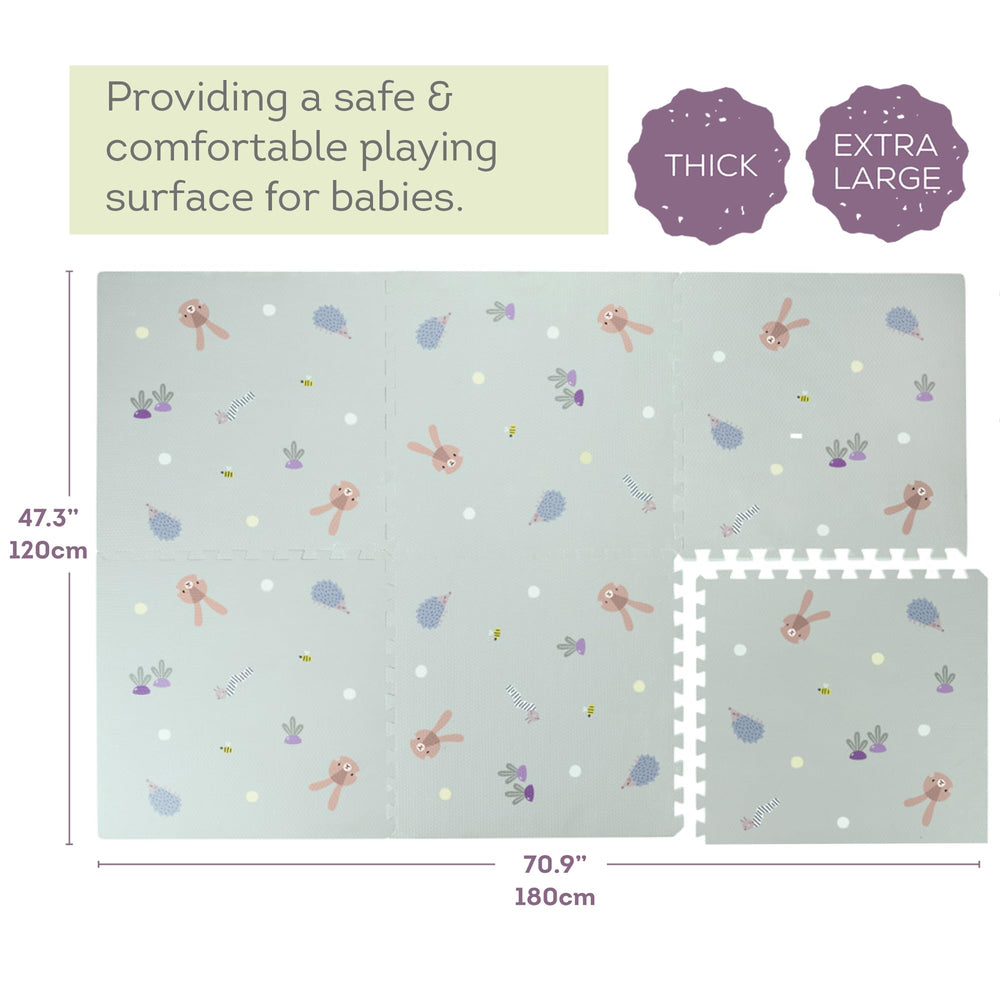 Taf Toys EVA foam safety mat provides a non-toxic play surface.