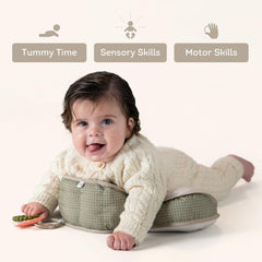 Taf Toys neck and chest support during baby lifting and reaching.