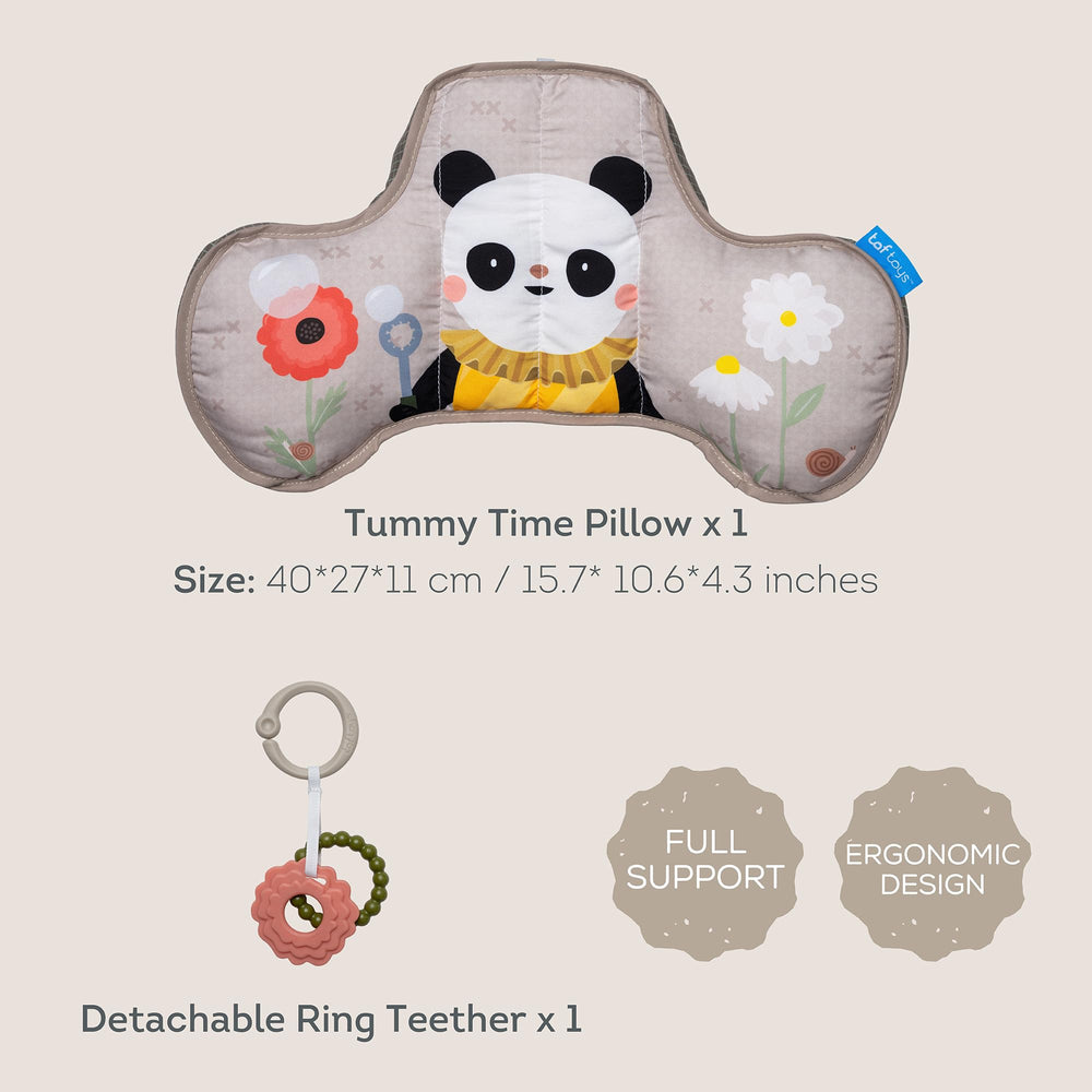 Taf Toys tummy time cushion panda teether engages sensory play.