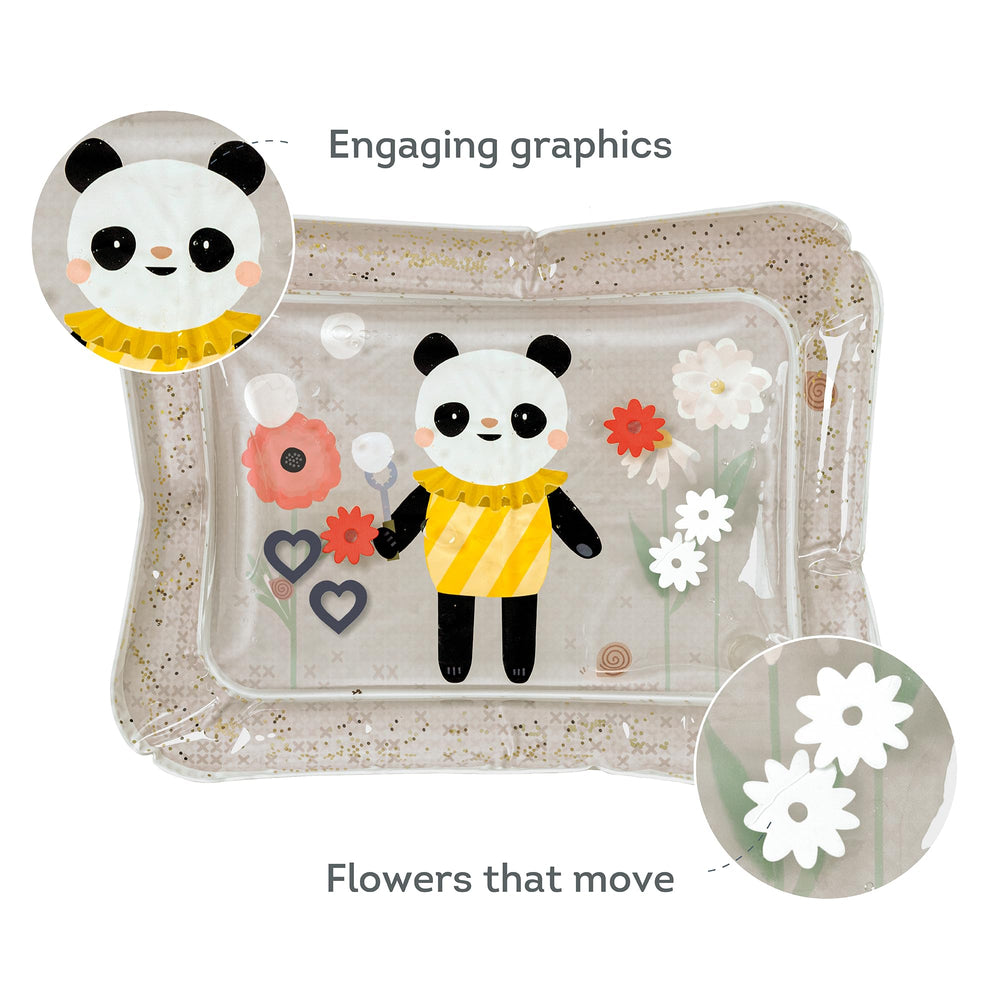 Soft cushioning on the Panda Bloom mat provides comfortable tummy time.