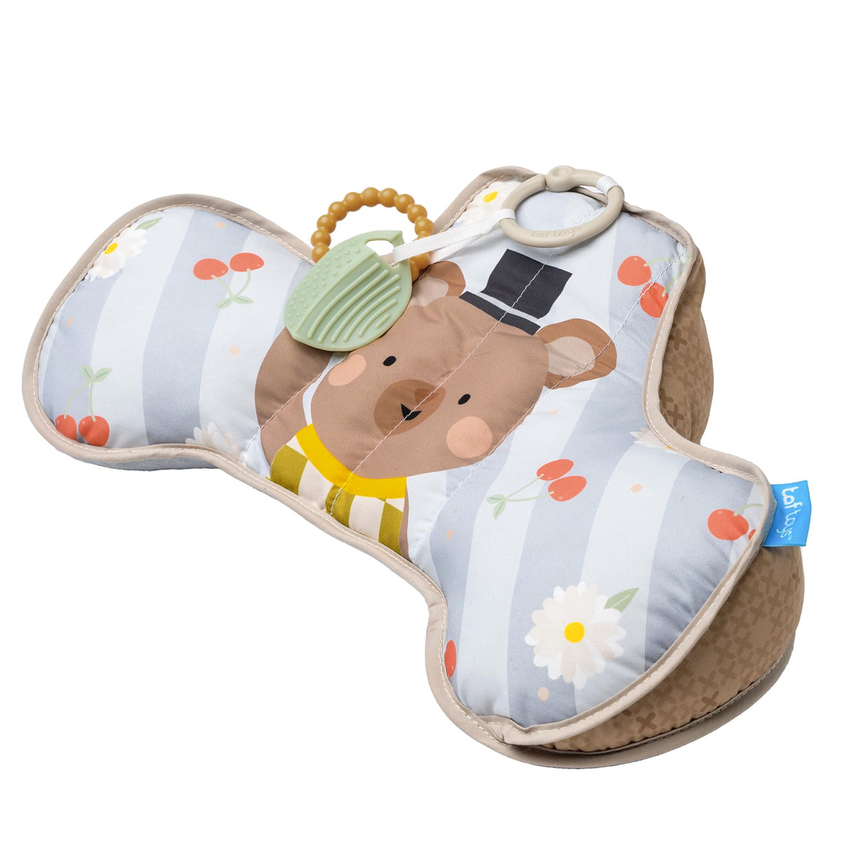 Taf Toys tummy time cushion with bear design supports neck strength during play