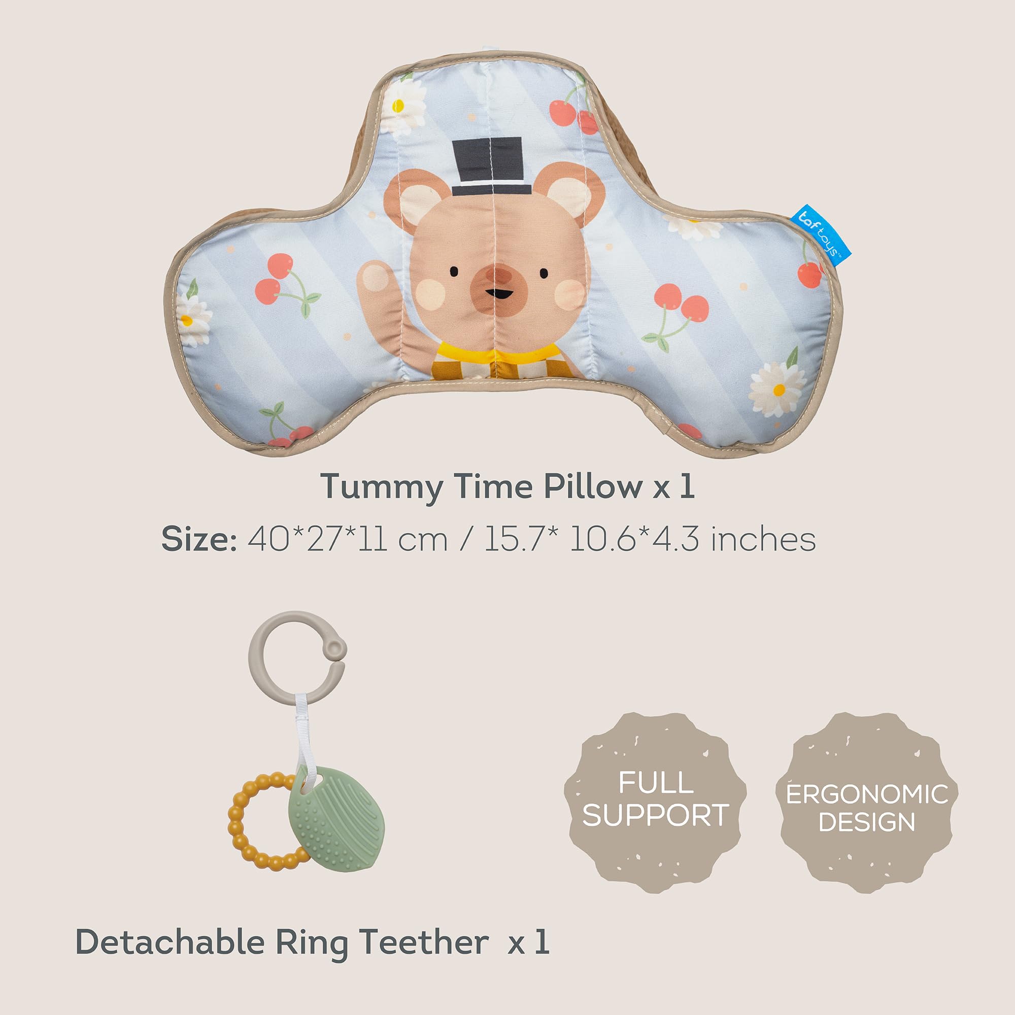 Taf Toys built-in teether engages baby during tummy time
