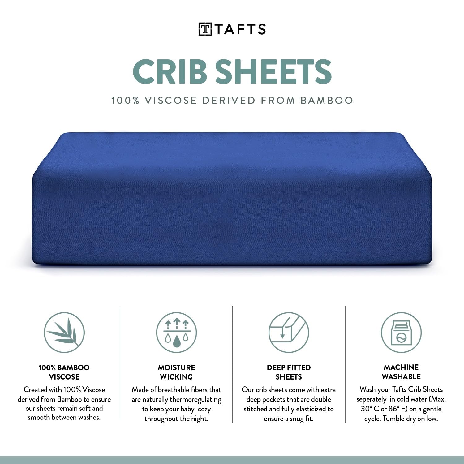Tafts 8 inch deep pocket crib sheet for secure snug fit