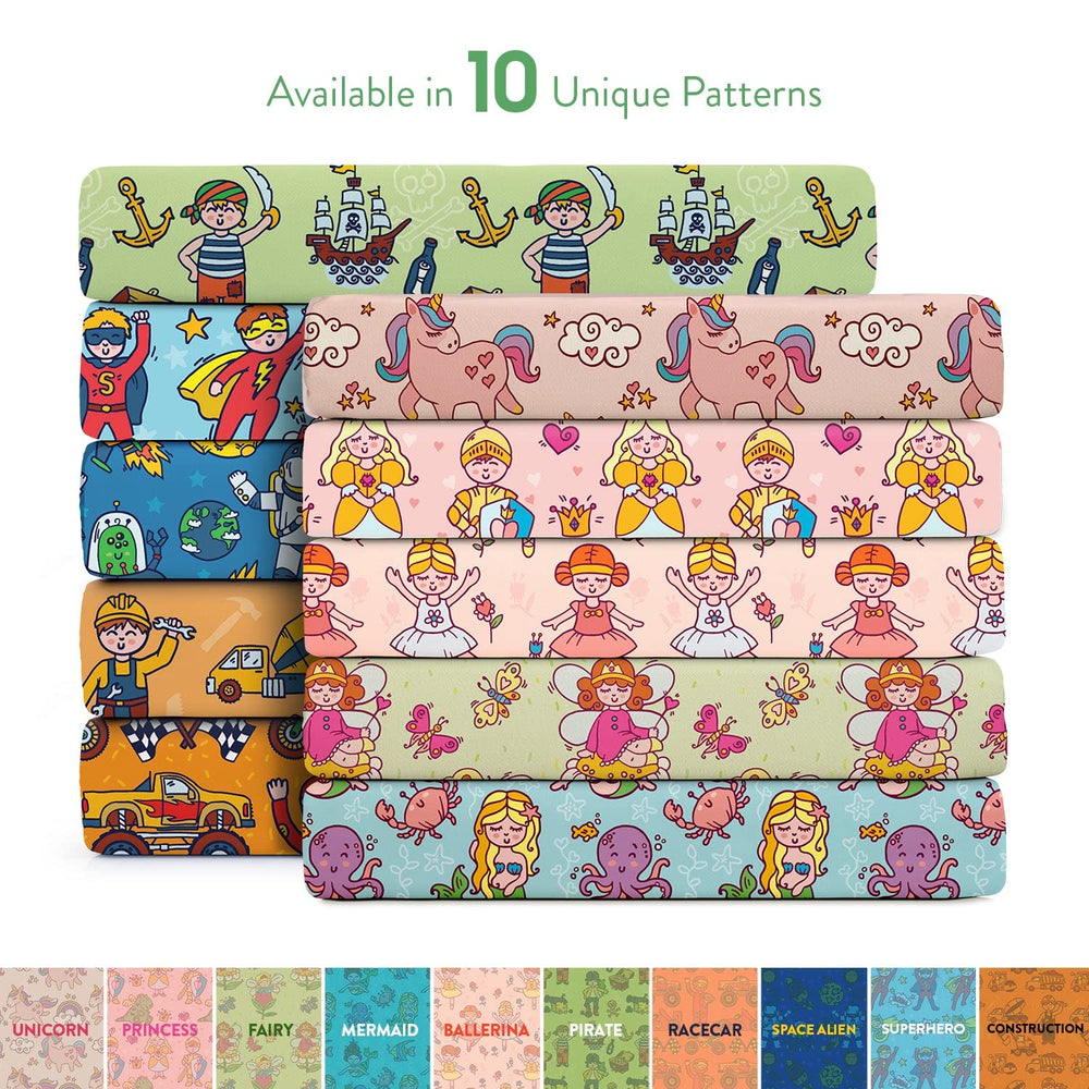 Tafts bamboo crib sheet Alien pattern close-up in nursery design.
