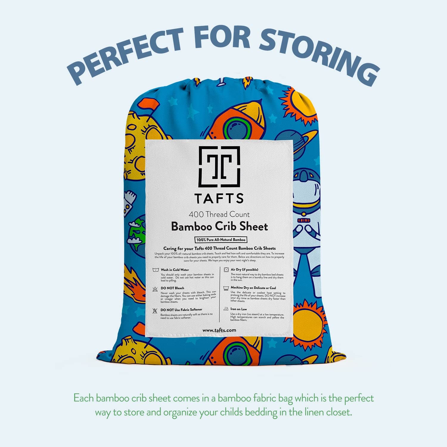 Tafts bamboo crib sheet breathable weave helps cooling comfort.