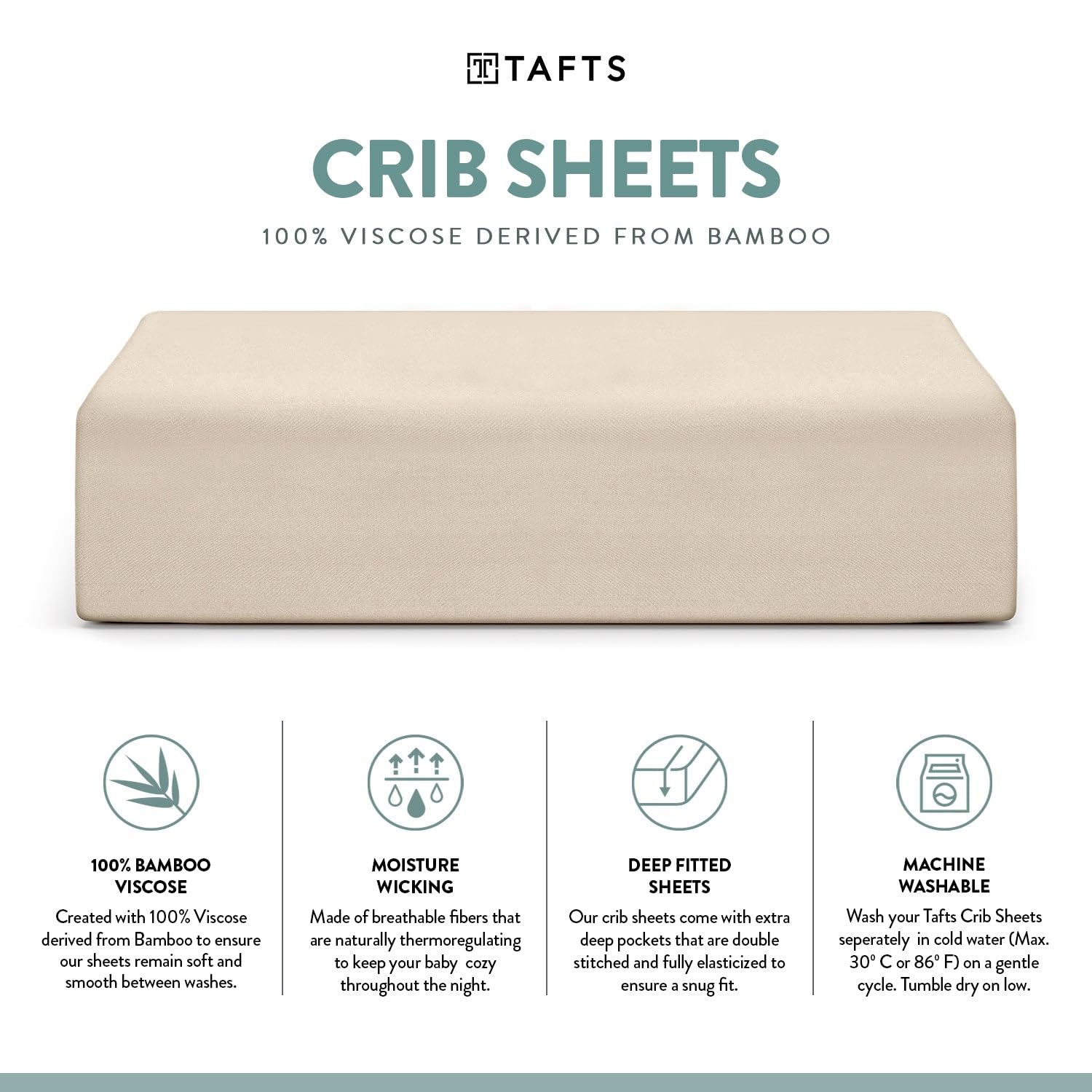 Tafts bamboo cooling fabric on crib sheet for comfort
