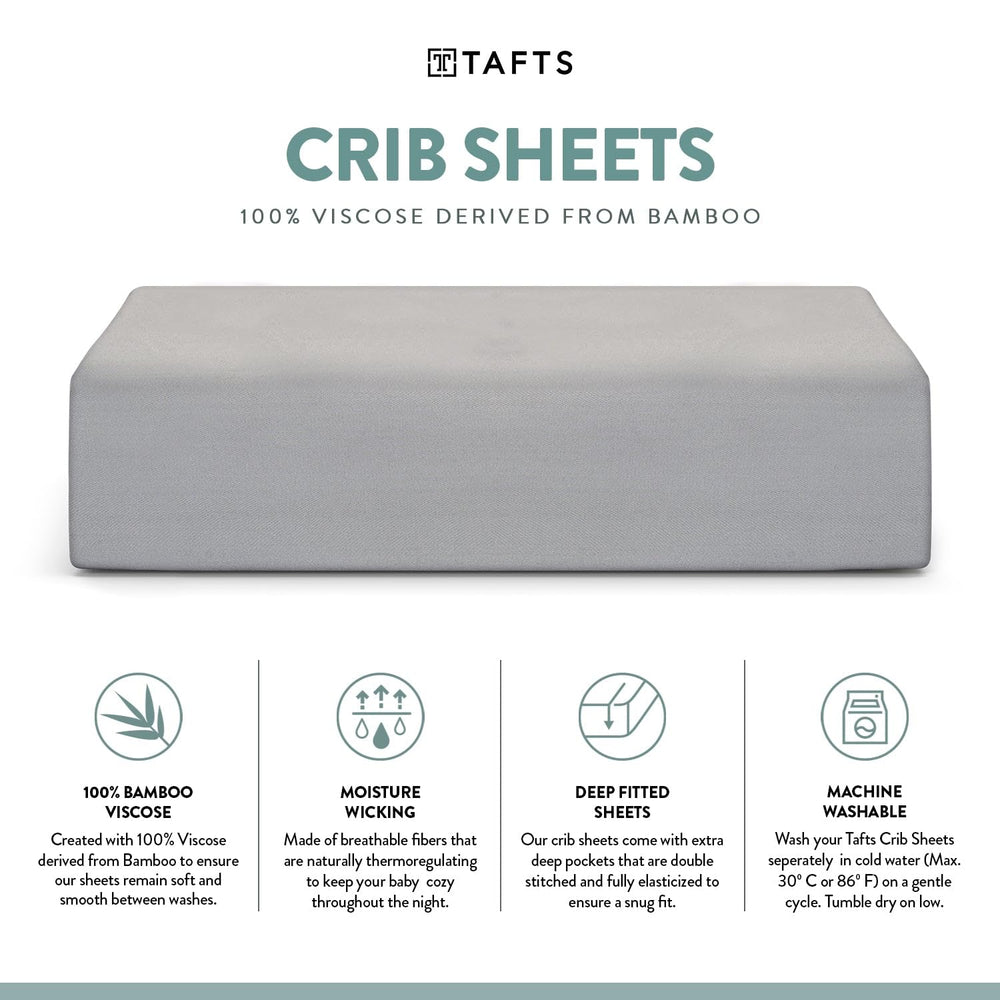 Tafts 8-inch deep pocket crib sheets diagram showing secure fit