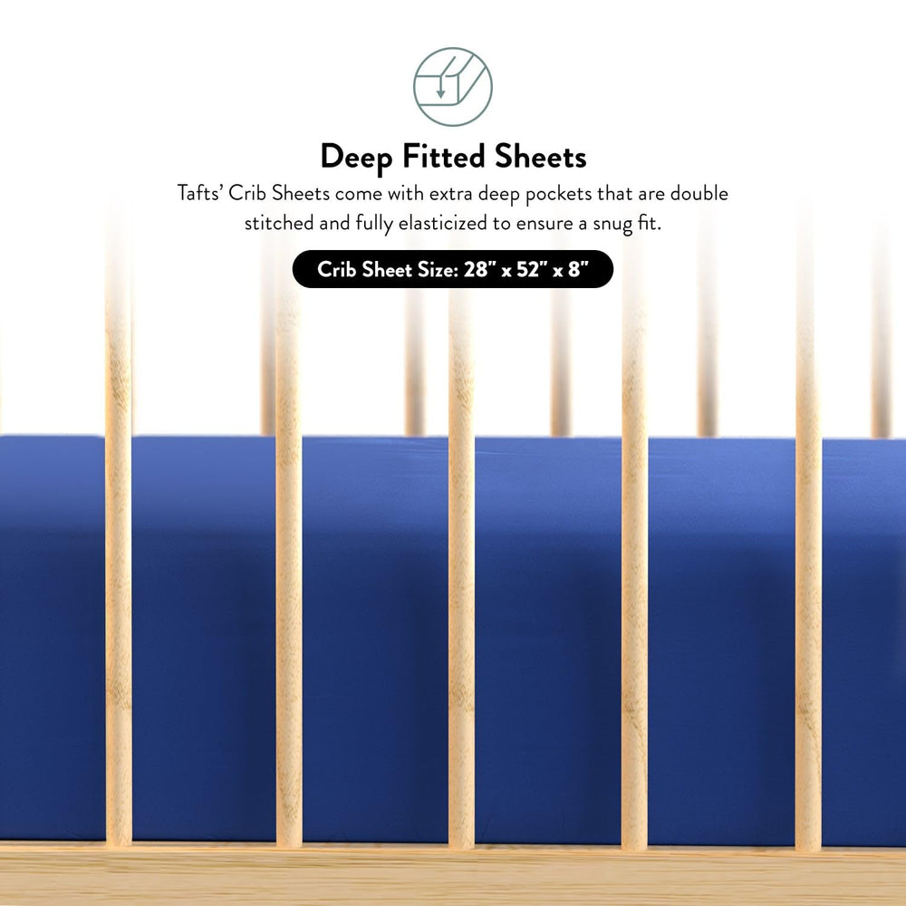 Tafts navy bamboo crib sheets add a calm modern nursery look