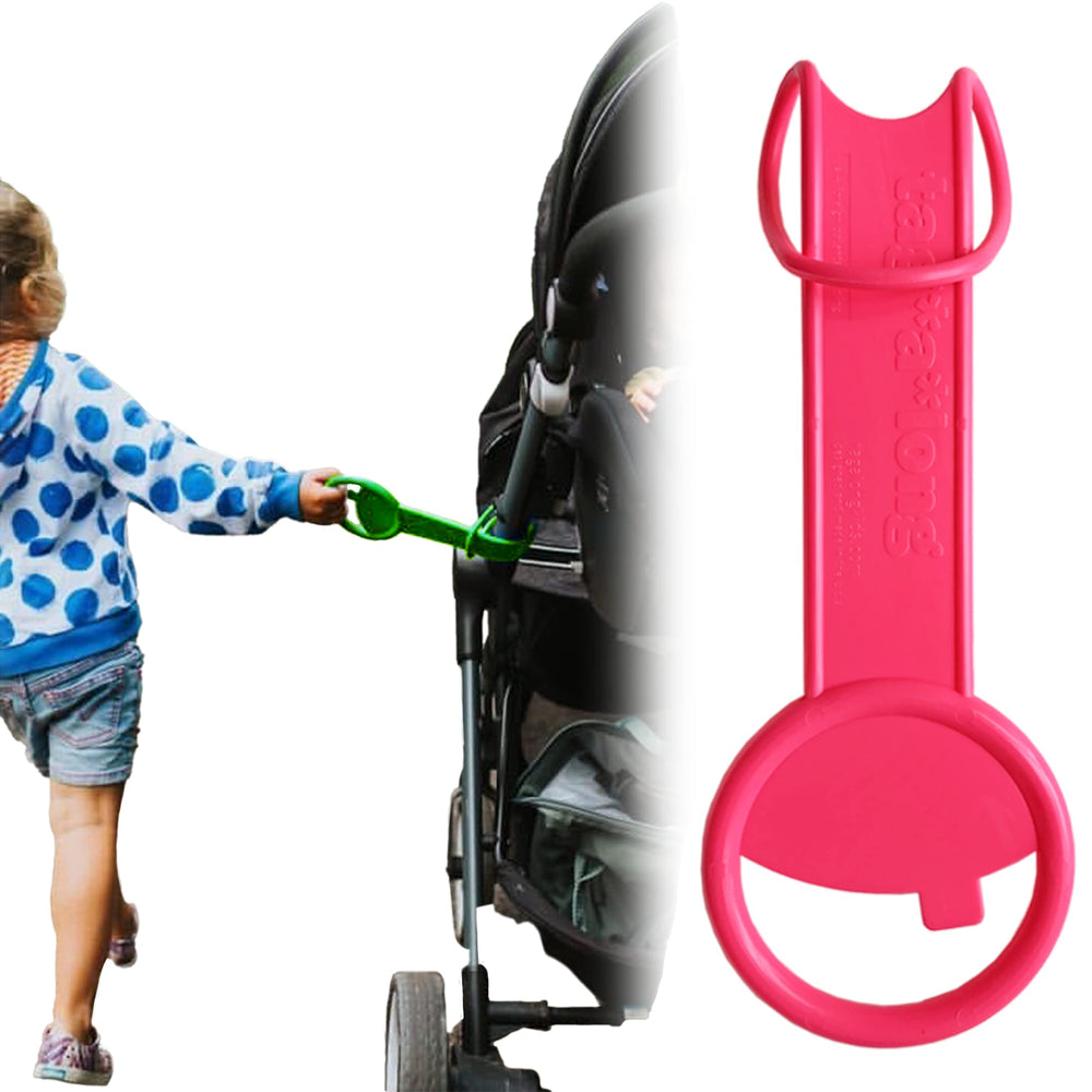 Tagalong Kids handle attachment on a stroller keeps the child close during walks.
