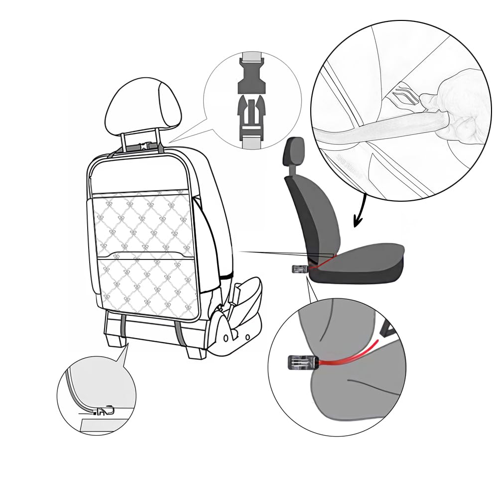 Taikoo kick mat stitching detail on back seat protector